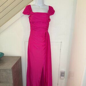 Faeriesty Hot Pink Stretch Bridesmaid Prom Cocktail Gown dress, Small